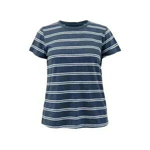 Time & Tru Women's Dark Navy/Vivid White Cotton/Poly Striped T-Shirt NEW